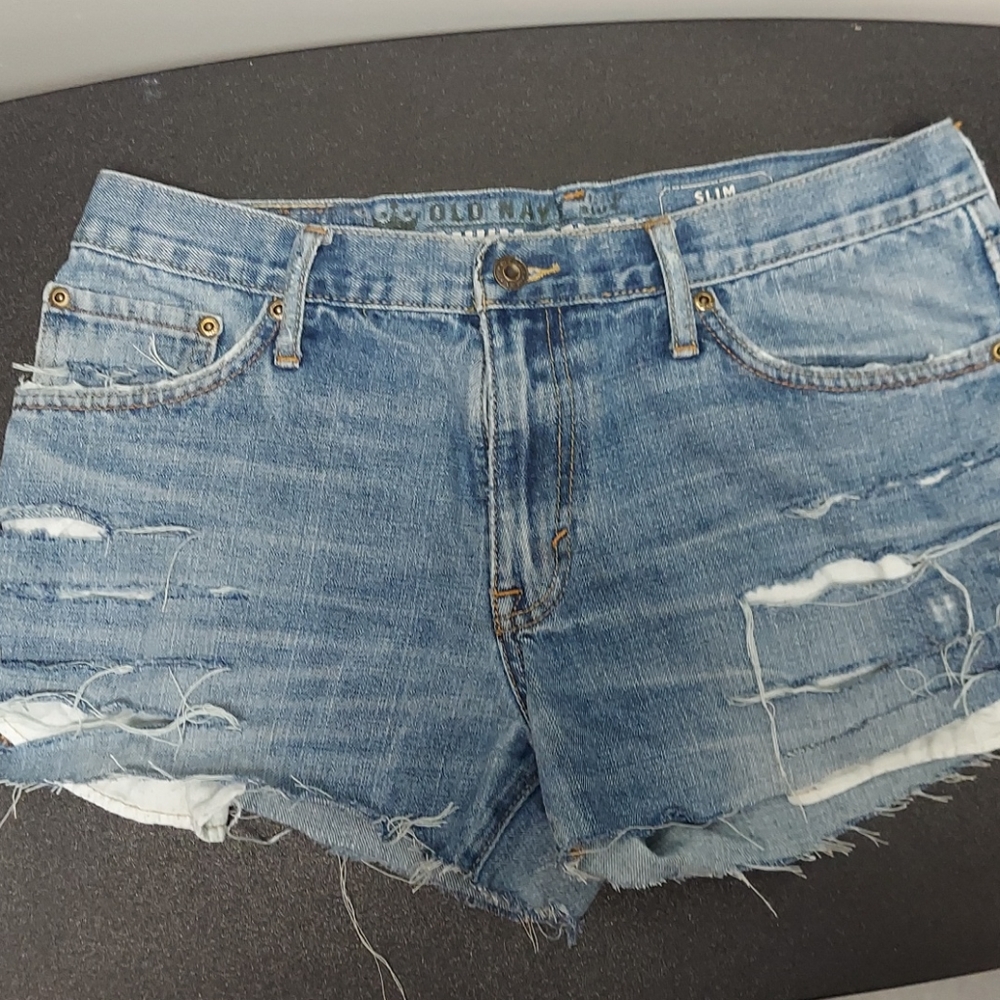 Custom distressed jean shorts